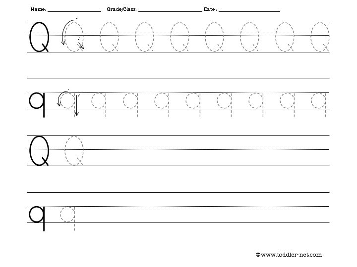 Tracing And Writing Letter Q Worksheet