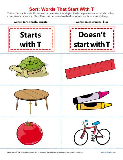 Words Starting With Letter T