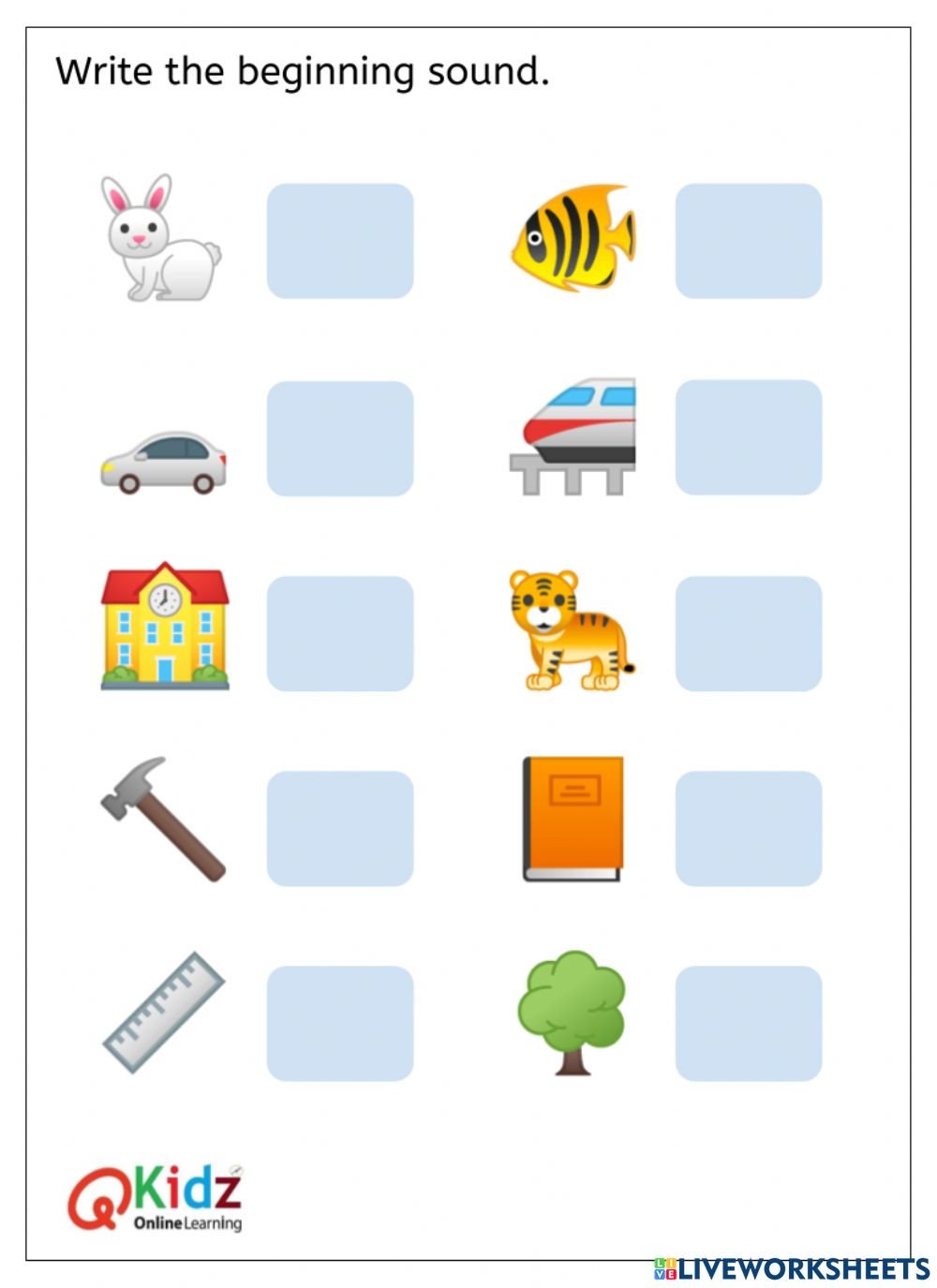 Write The Beginning Sound Worksheet