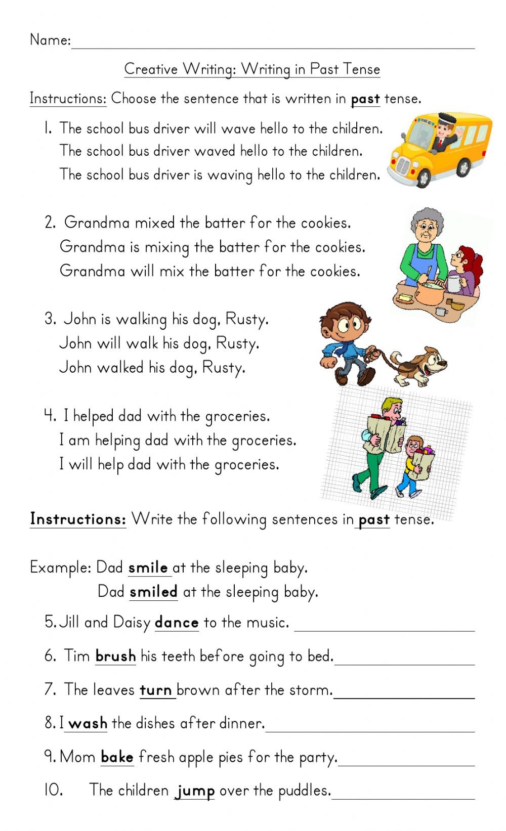 Writing In Past Tense Worksheet