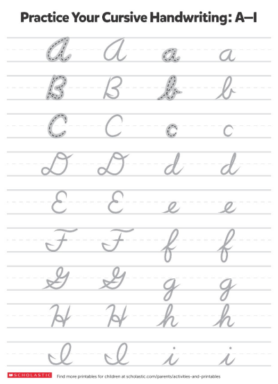 Writing Practice Cursive Letters
