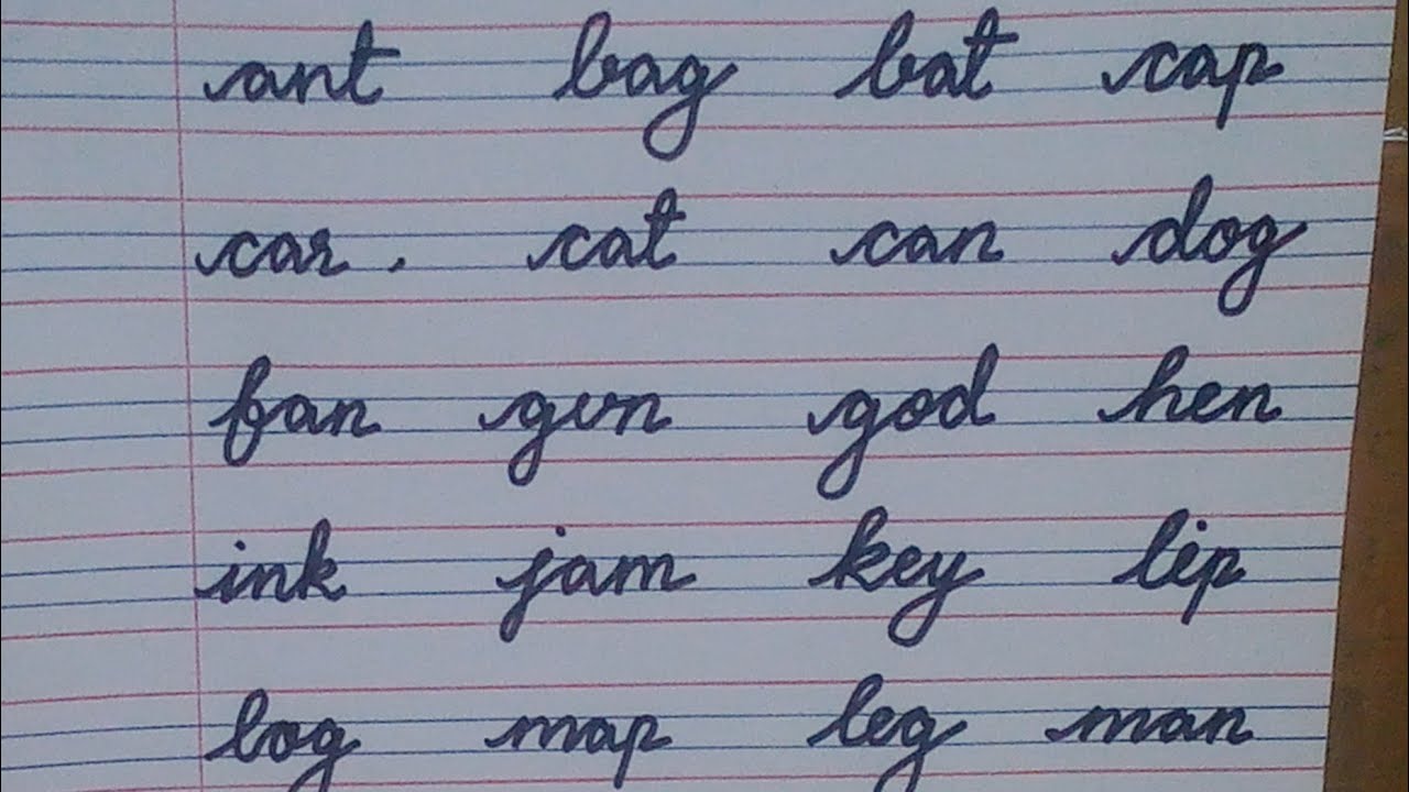 Cursive Writing For Beginnersthree Letter Words In Cursive