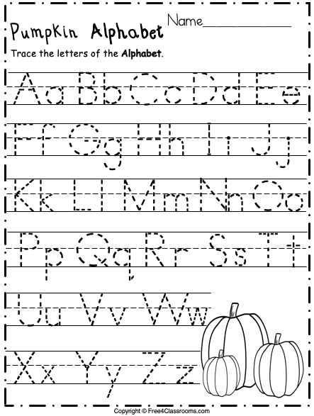 Free Alphabet Trace Letters For Pre
