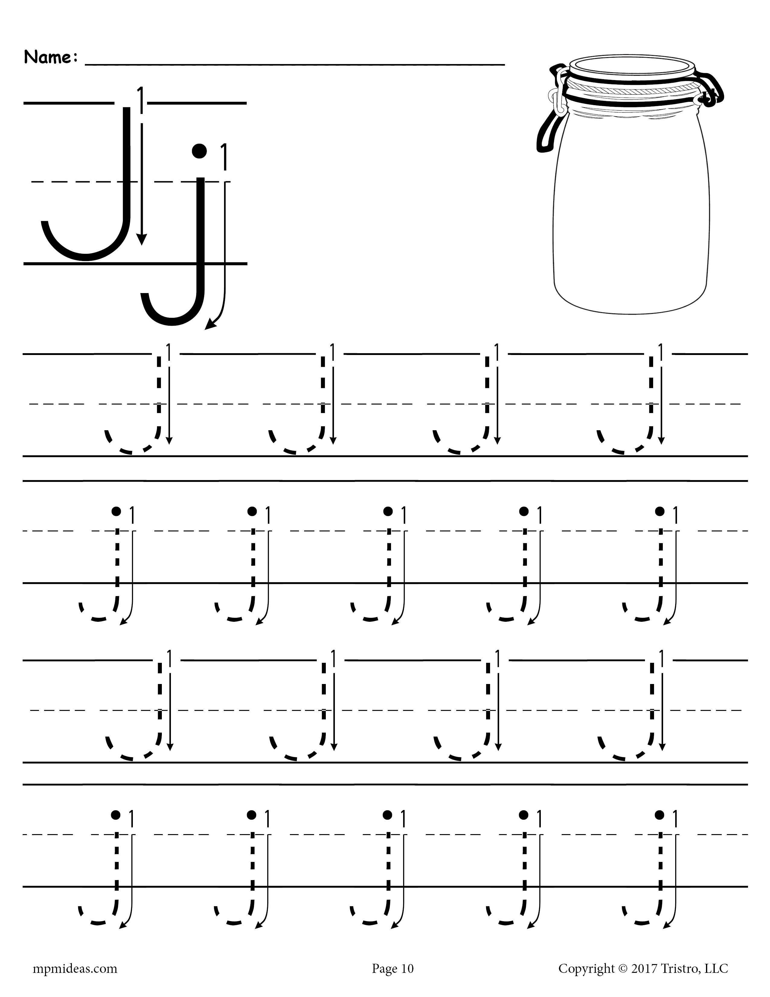Free Printable Letter J Tracing Worksheet With Number And Arrow