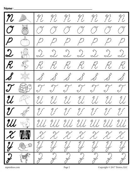 Free Printable Uppercase Cursive Letter Tracing Worksheets These