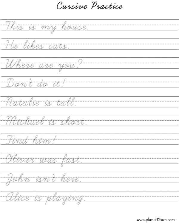 Learn Cursive Writing Free Printable Worksheet Pdf Format