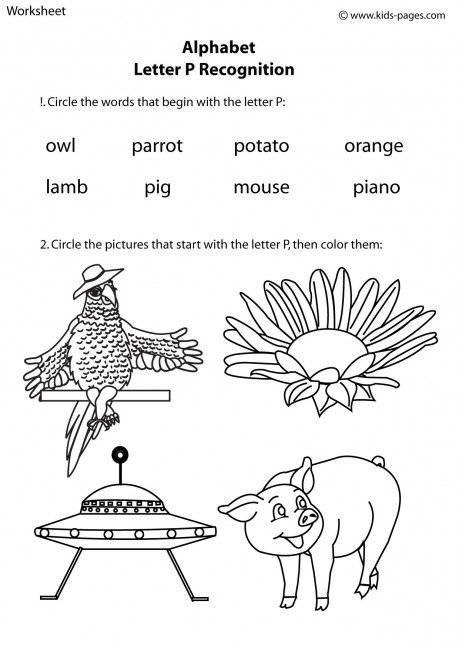 Letter P Recognition Worksheet