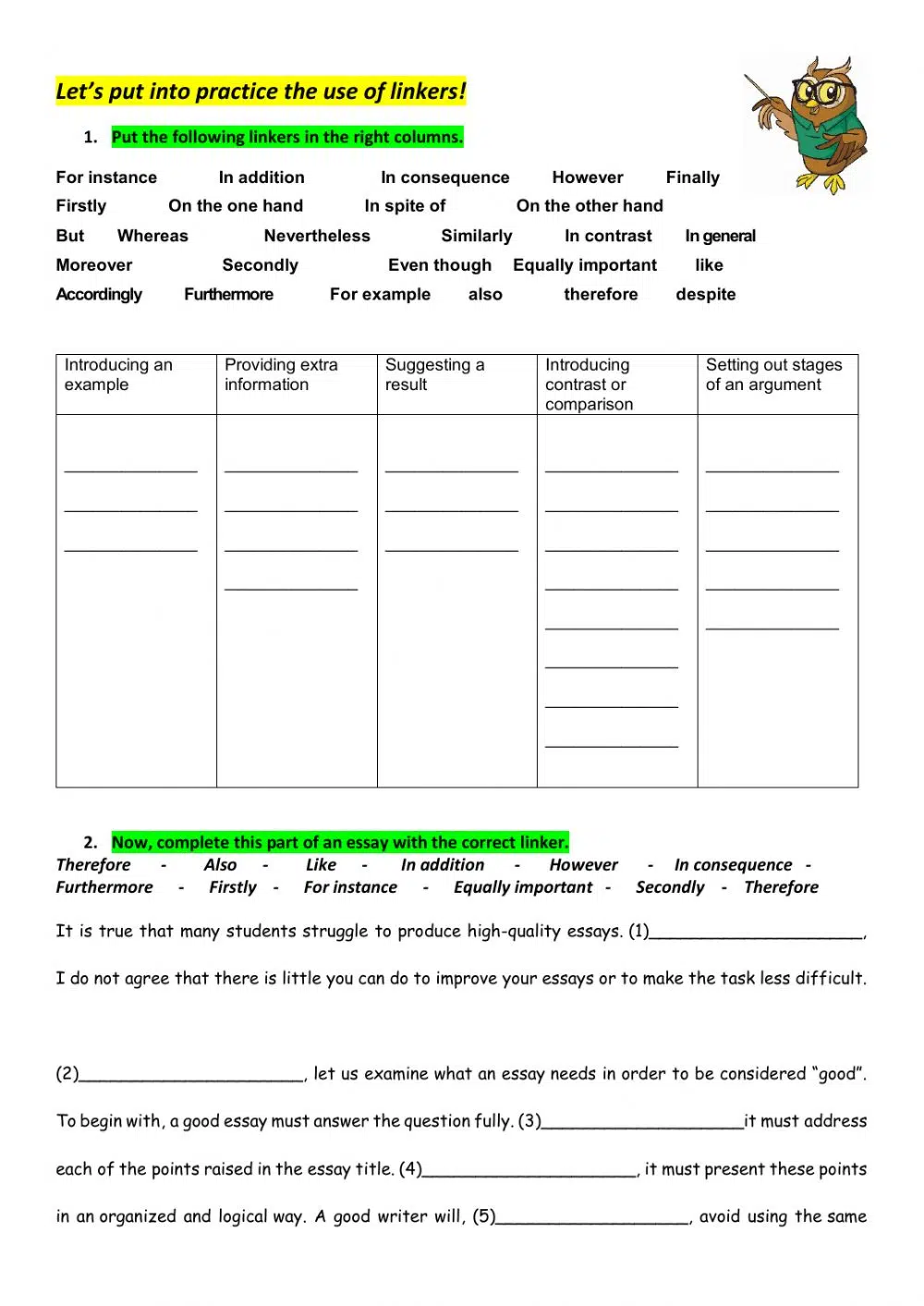Argumentative Writing Worksheets
