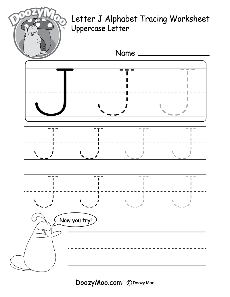 Lowercase Letter J Tracing Worksheet