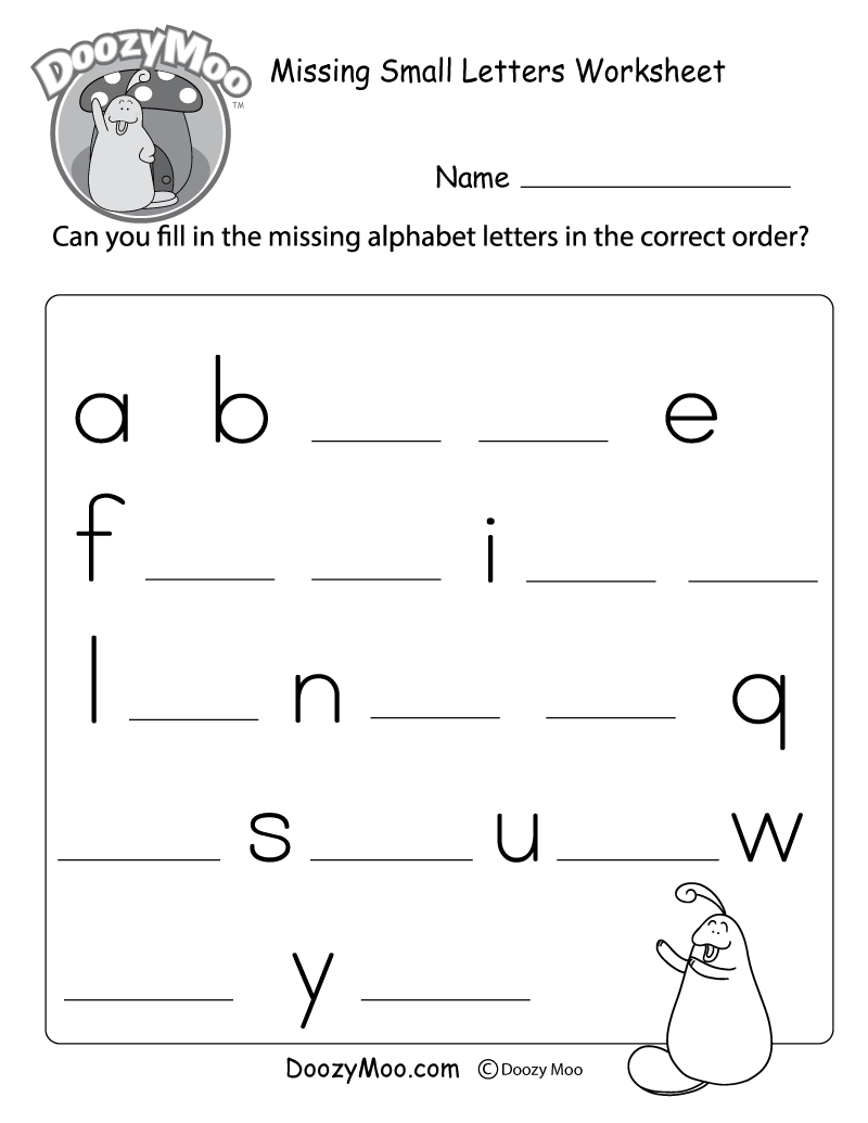 Missing Small Letters Worksheets Free Printable