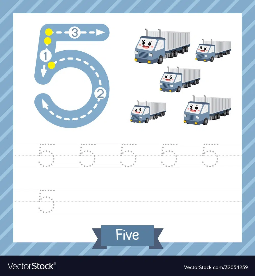 Number 5 Tracing Worksheets