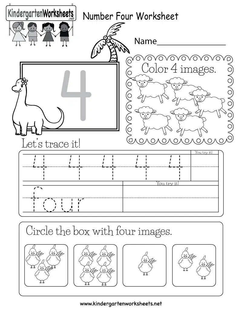 Number 4 Worksheets For Preschool
