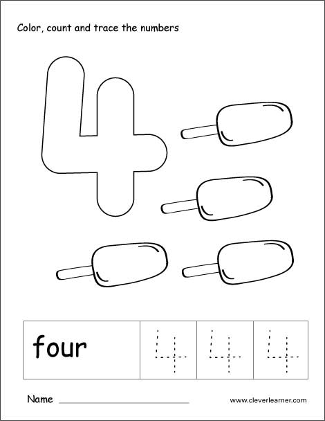 Number Four Writing Counting And Recognition Activities For Children