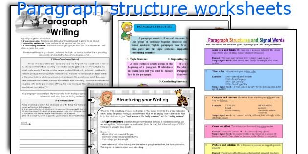 Paragraph Structure Worksheets