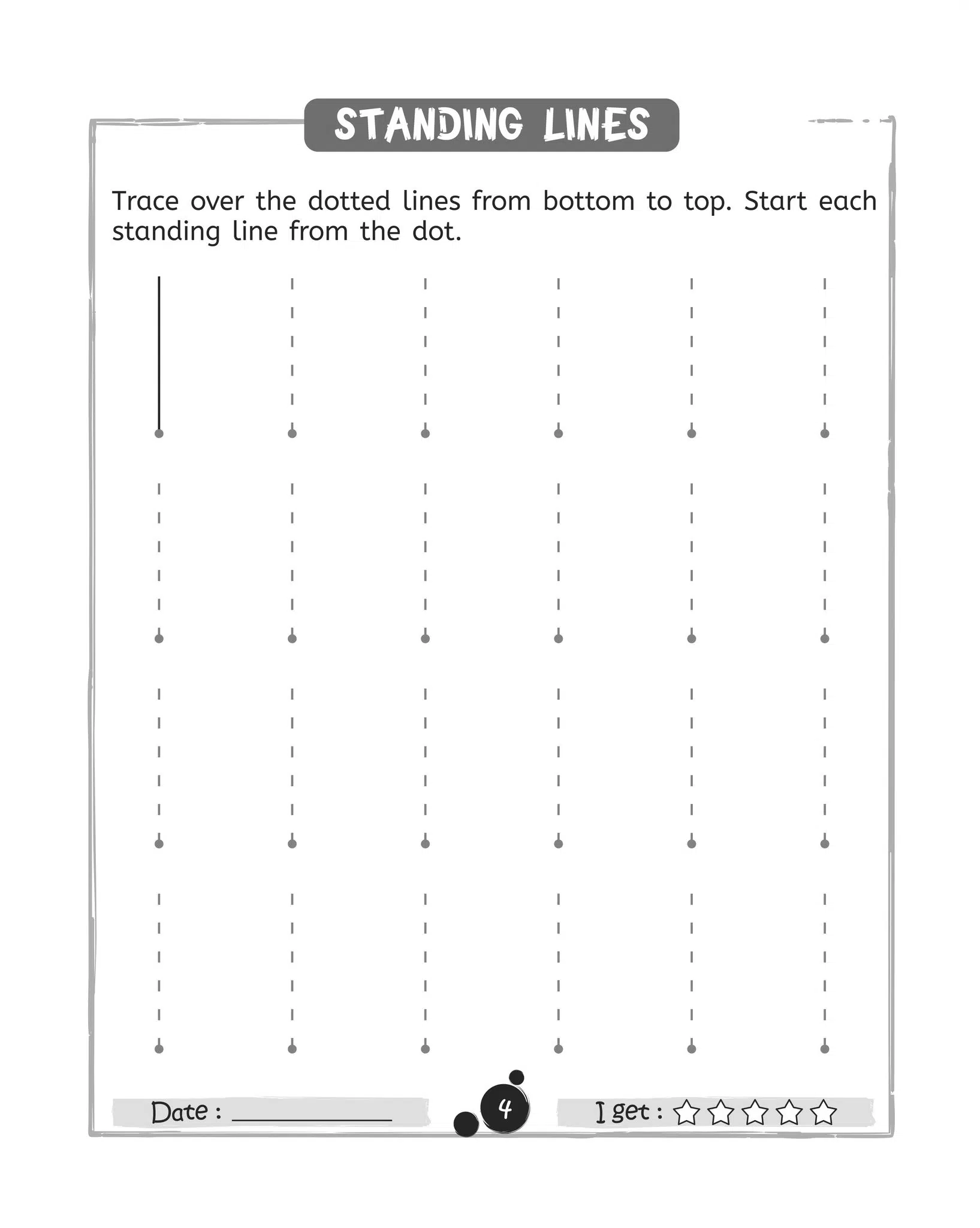 Standing Line Tracing Worksheets