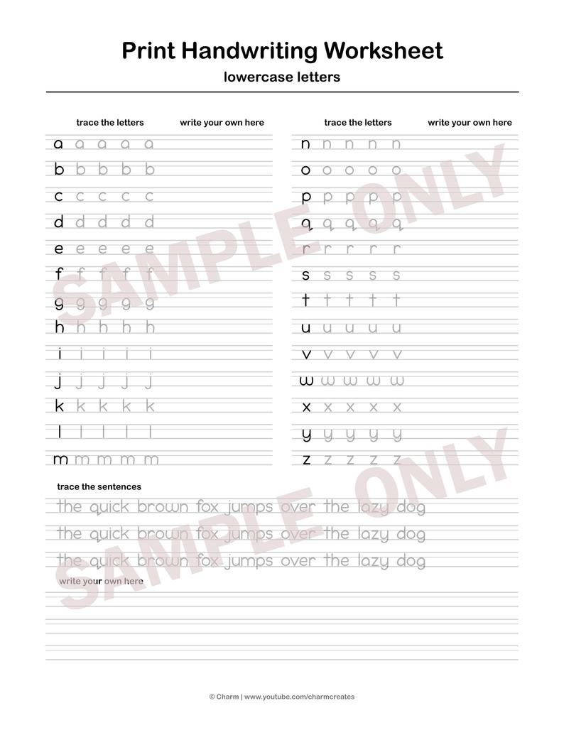 Printable Handwriting Worksheets Pages Letters Words And
