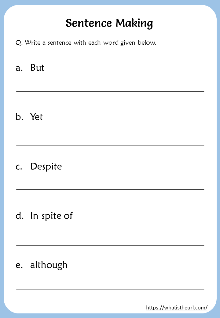 Sentence Making Worksheet For Th Grade