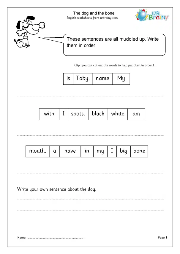 Writing Sentences Year 2 Worksheets