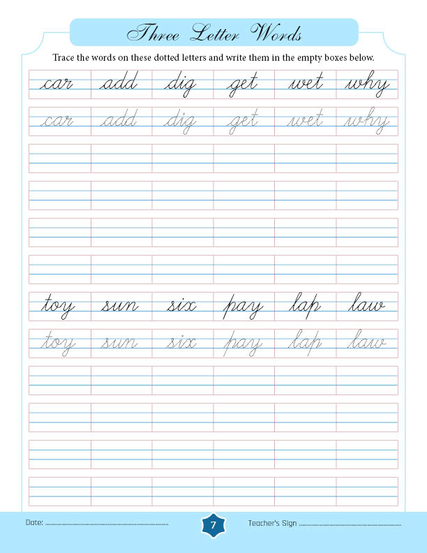 Three Letter Words In Cursive