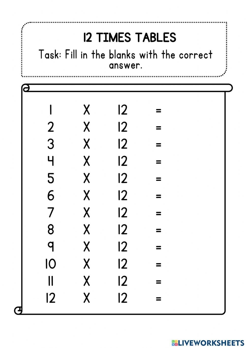 Times Tables Worksheet