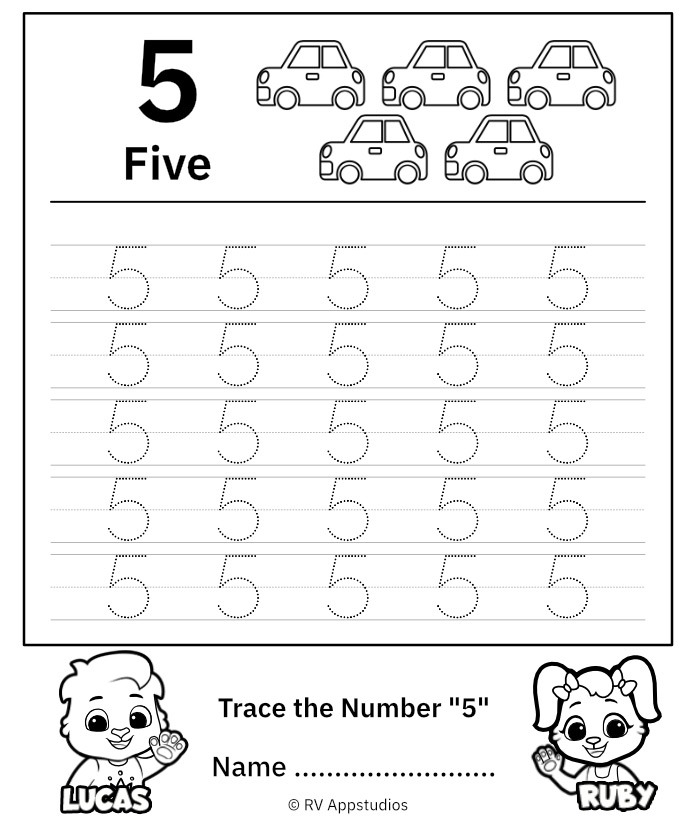 Trace Number Worksheet For Free For Kids