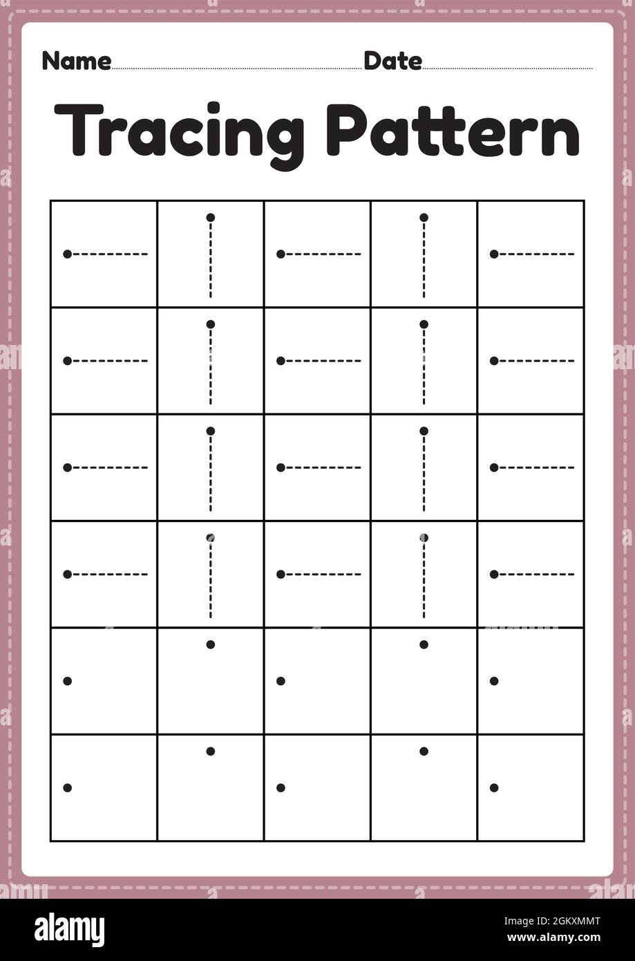 Tracing Pattern Sleeping And Standing Lines Worksheet For