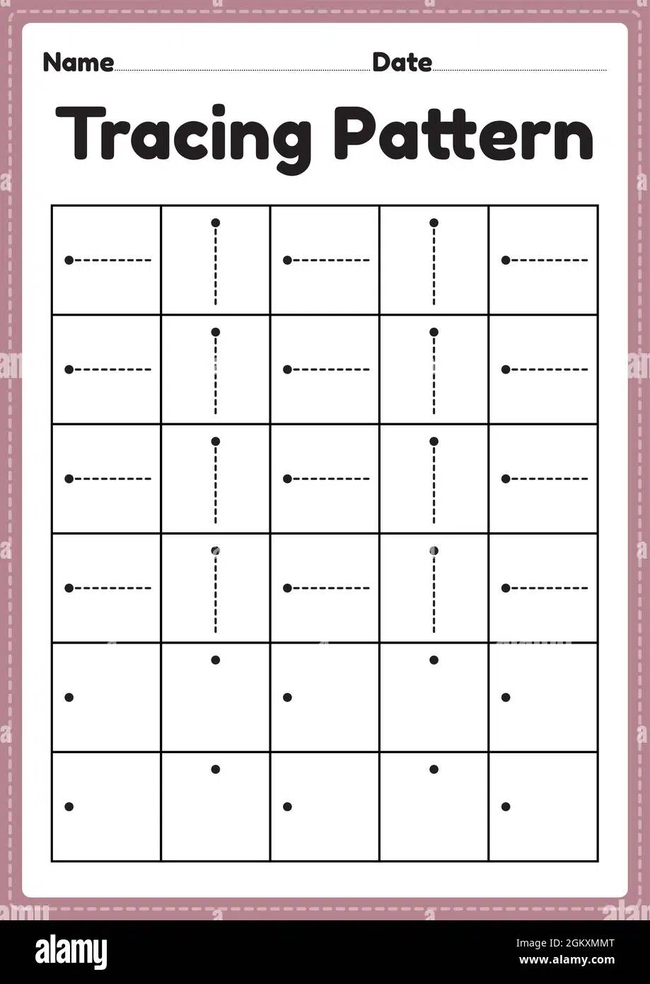 Tracing Pattern Sleeping And Standing Lines Worksheet For