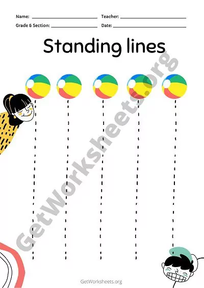 Tracing Standing Lines Worksheets