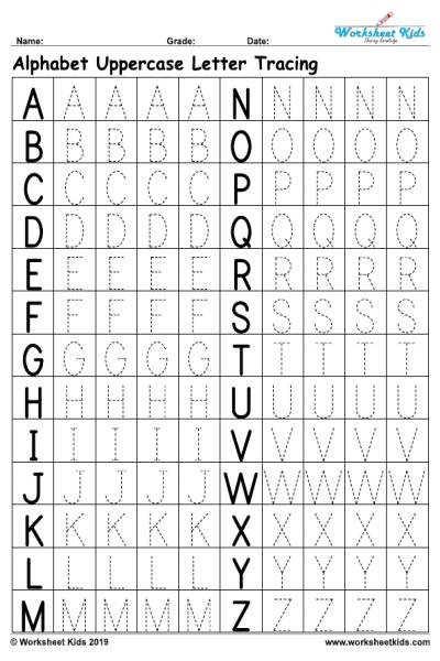 Uppercase Alphabet Tracing Worksheets