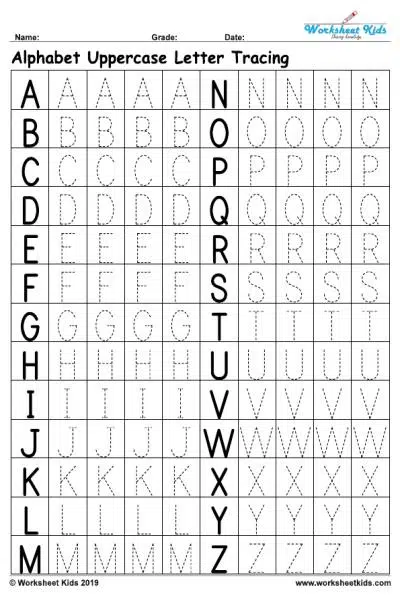 Uppercase Alphabet Tracing Worksheets