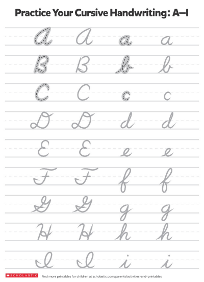 Writing Practice Cursive Letters