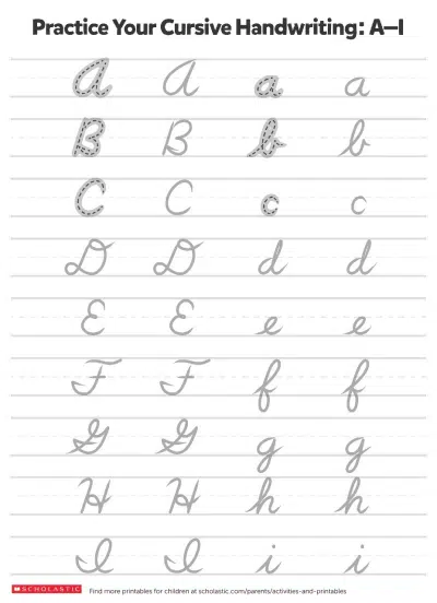 Writing Practice Cursive Letters
