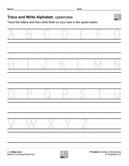Alphabet Trace And Write Uppercase Childrens Homeschool Books
