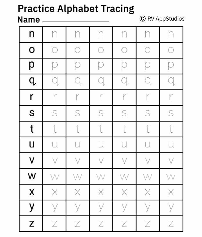 Alphabet Tracing Worksheets A