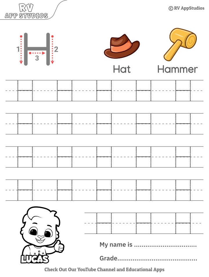 Capital Letter H Tracing Worksheet Capital Letter H Tracing Worksheet