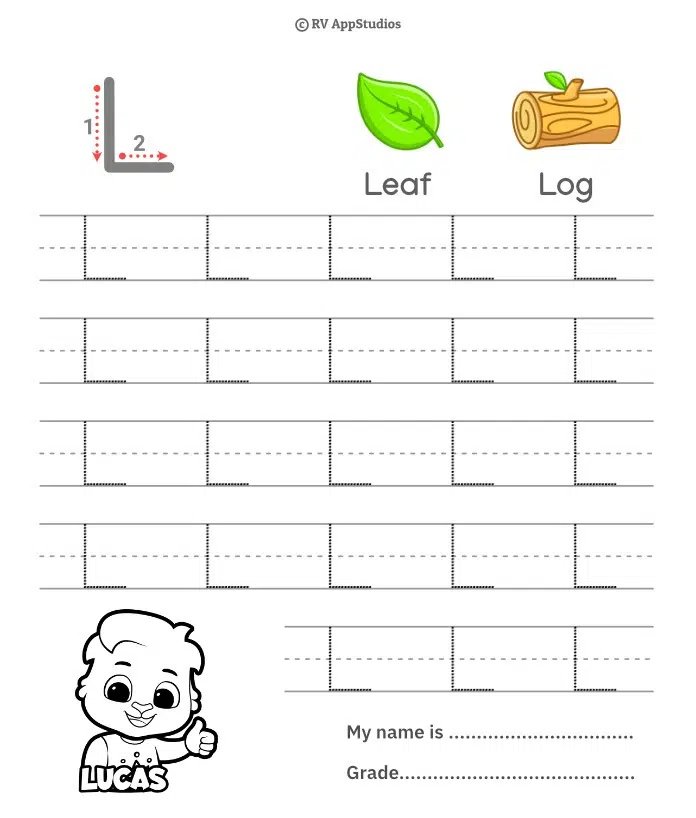 Capital Letter L Tracing Worksheet