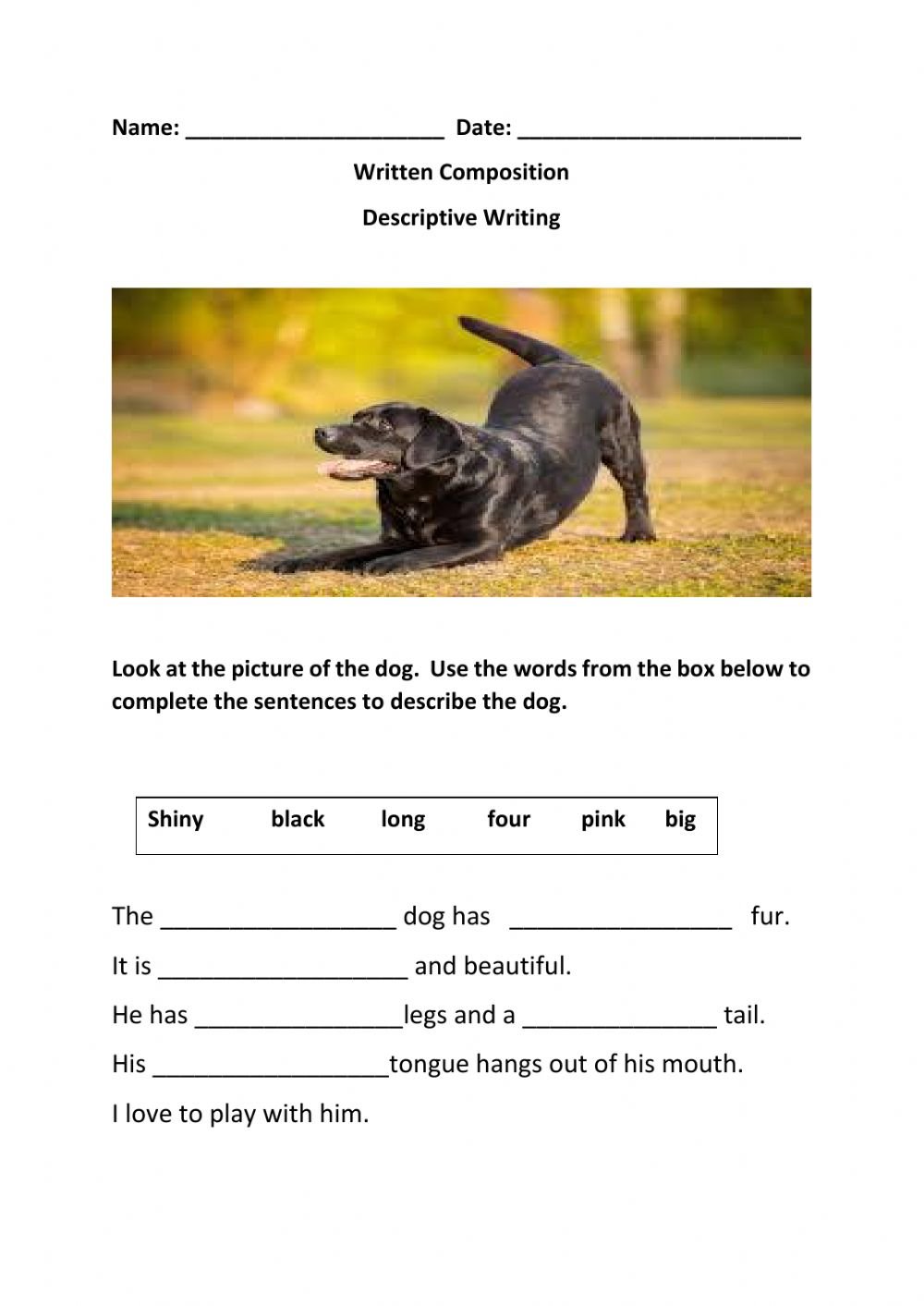 Descriptive Writing Exercise For