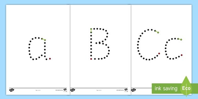Dot Writing Font Alphabet Tracing Sheets