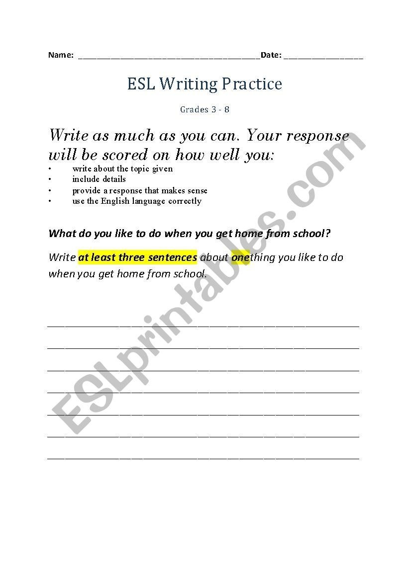 Esl Writing Practice