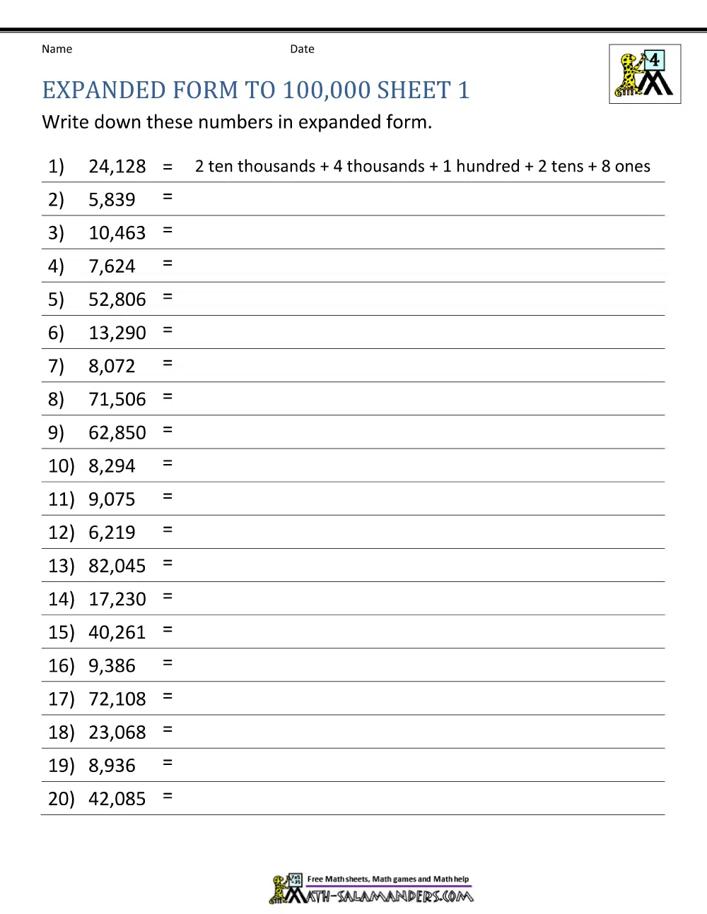 Expanded Form Worksheets For Class 3