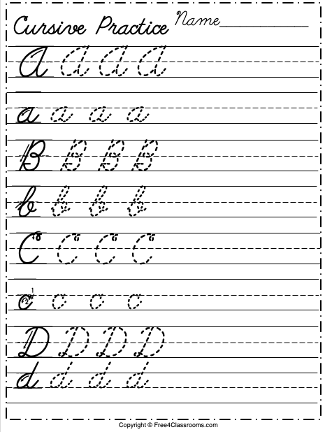 Free Cursive Alphabet Worksheet