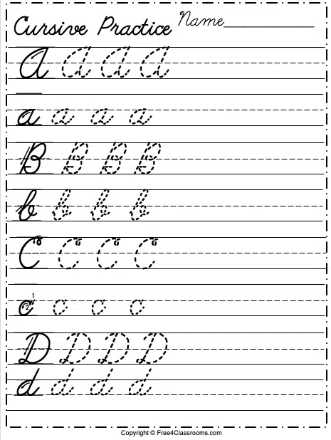 Free Cursive Alphabet Worksheet