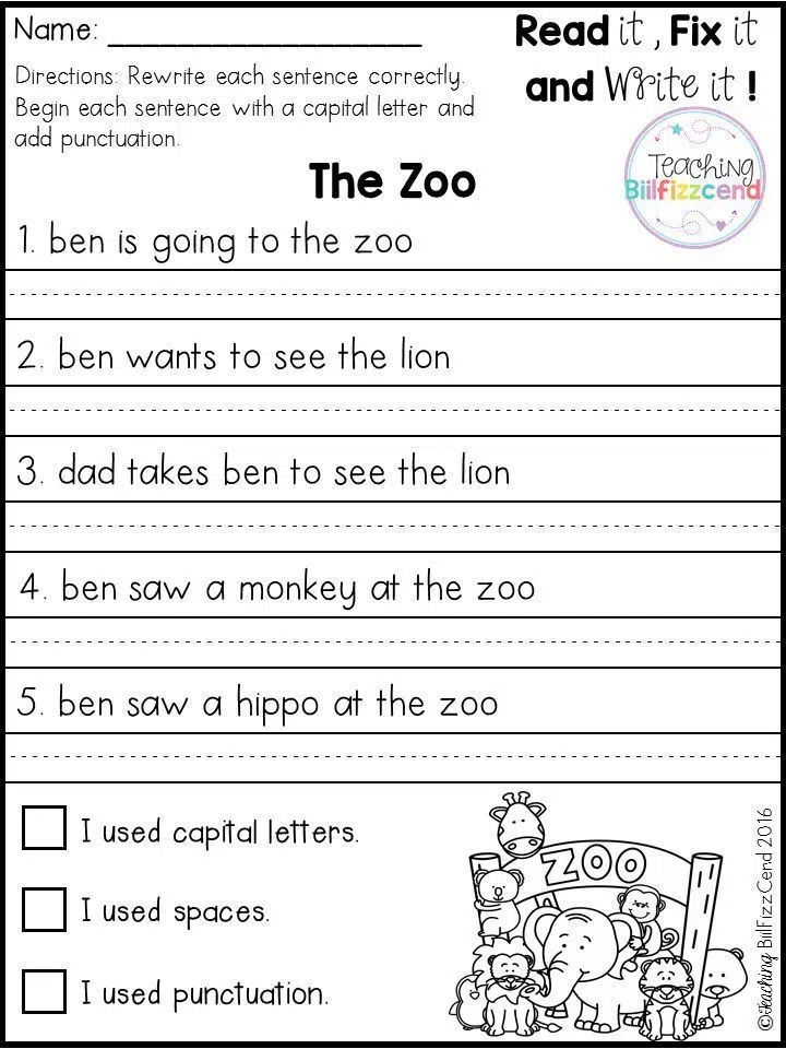 Year 1 Writing Worksheets