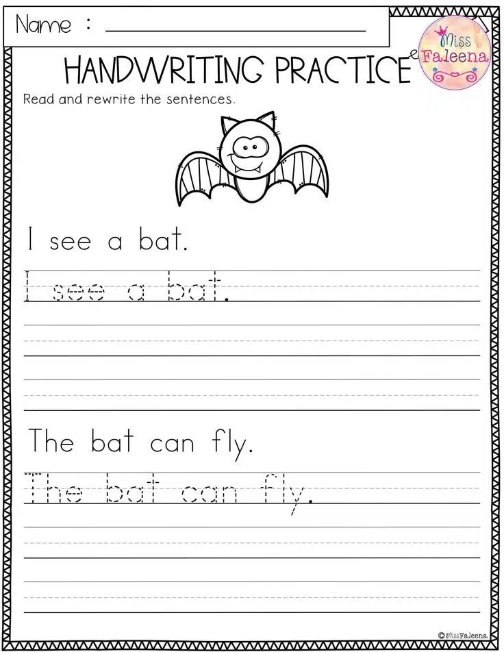 Simple Sentences For Handwriting Practice Worksheets