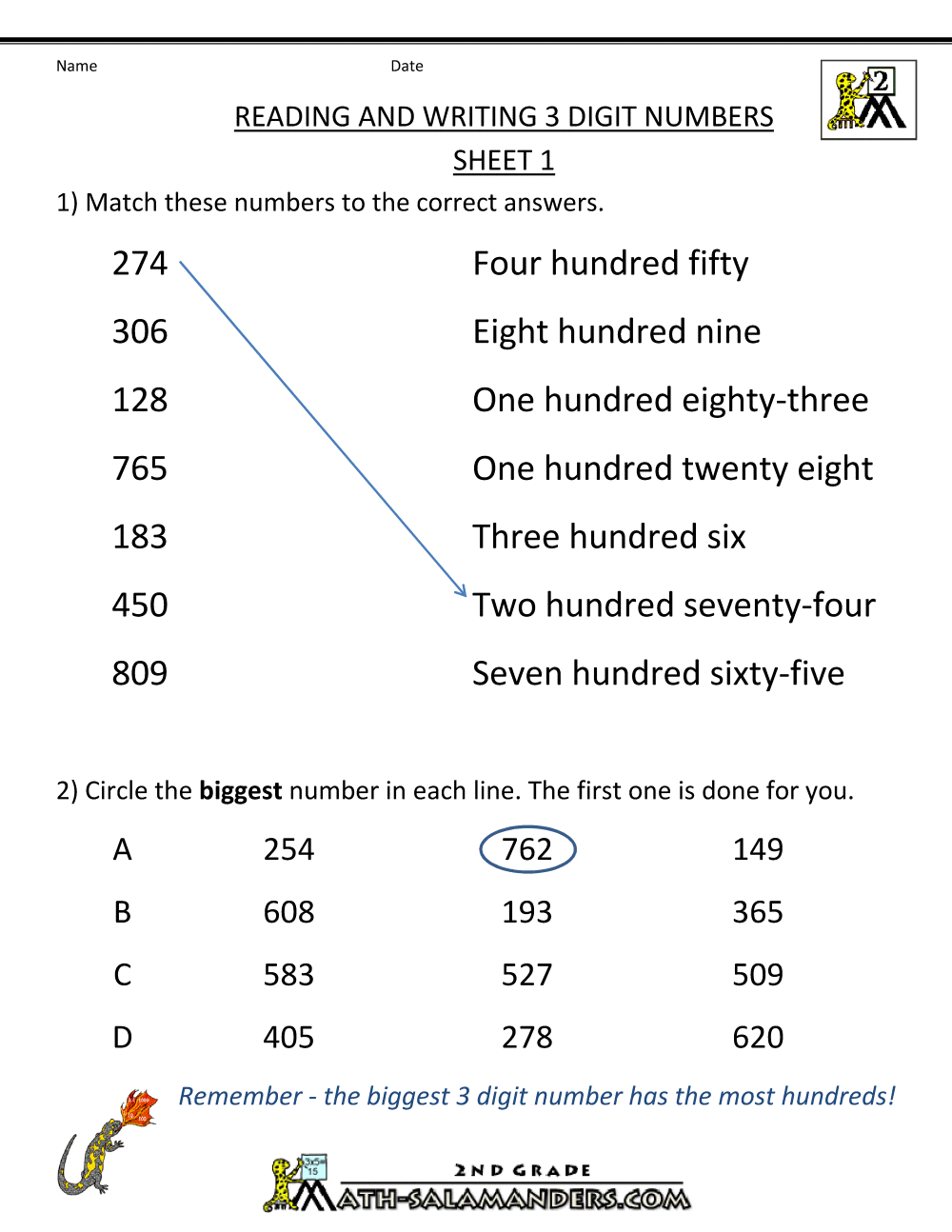 Free Place Value Worksheets