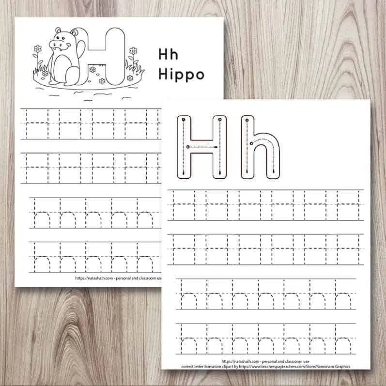 Letter H Tracing Worksheets
