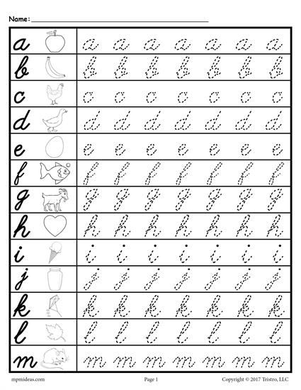 Free Printable Lowercase Cursive Letter Tracing Worksheets These