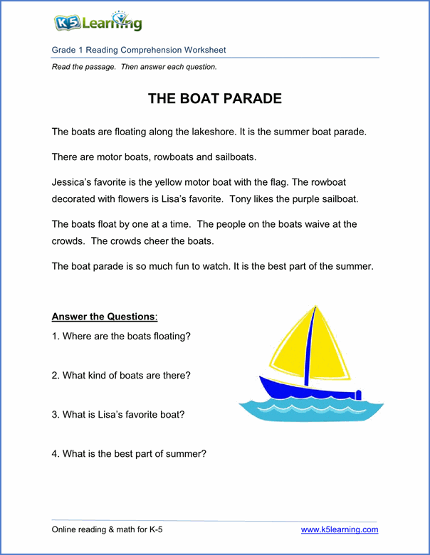 Free Reading Comprehension Worksheets