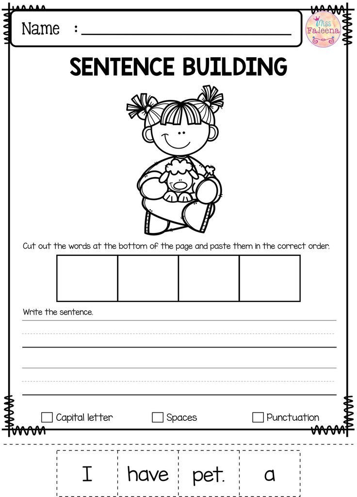 printable sentence building worksheets for kindergarten goodworksheets