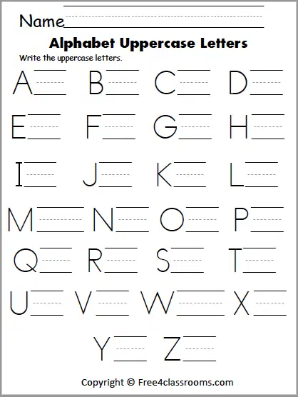 Free Uppercase Letter Writing Worksheet